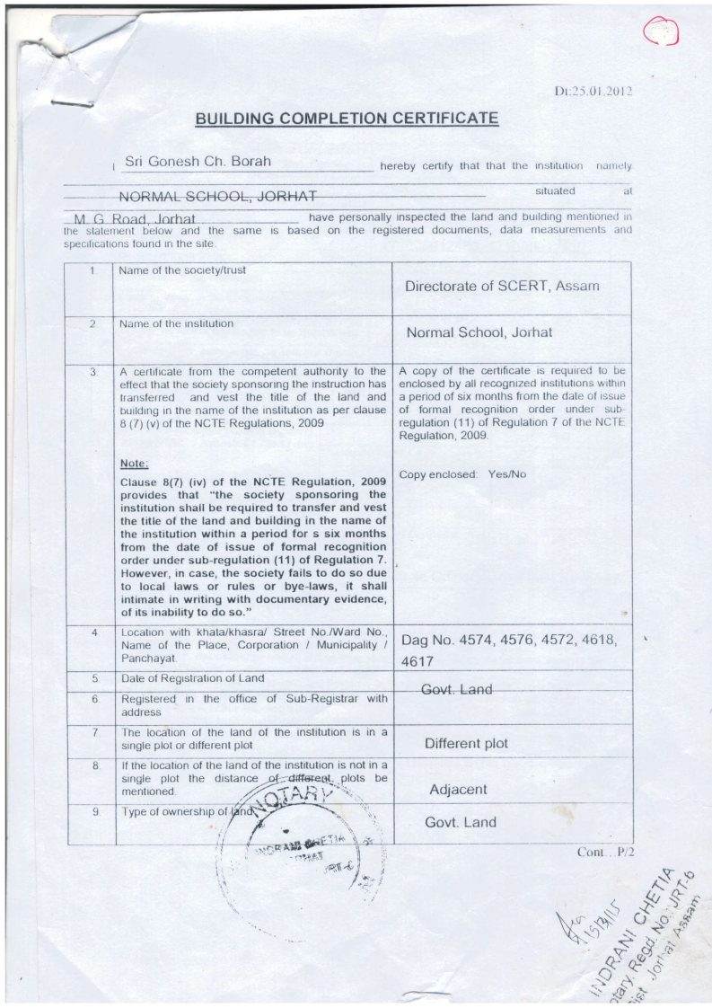 BUILDING COMPLETION CERTIFICATE Page1